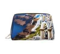 Trousse de maquillage élégante avec impression île grecque avec vue sur la mer pour femme, trousse de toilette pour w nd, escapade, doré, Taille unique, Classique