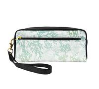 Trousse de maquillage élégante avec imprimé algues vertes et bleu marine pour femmes et filles, trousse de toilette, école, bureau, voyage