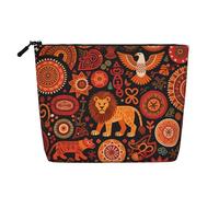 Trousse de maquillage élégante avec imprimé cœur de vin coloré pour femme, pour un usage quotidien, les voyages et les voyages d'affaires, Lion et tigre, Taille unique