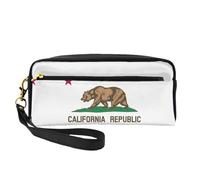Trousse de maquillage élégante avec imprimé drapeau de l'État de Californie pour femmes et filles, trousse de toilette, école, bureau, voyage