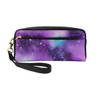 Trousse de maquillage élégante avec imprimé galaxie magique violet pour femmes et filles, trousse de toilette, école, bureau, voyage
