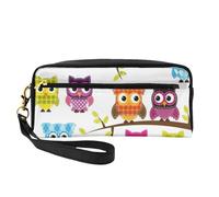 Trousse de maquillage élégante avec imprimé hiboux sur branches d'arbre pour femmes et filles, trousse de toilette, école, bureau, voyage