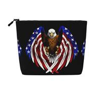 Trousse de maquillage élégante avec imprimé souris mignonne pour femme, pour un usage quotidien, les voyages et les voyages d'affaires, Drapeau des États-Unis Aigle patriotique, Taille unique