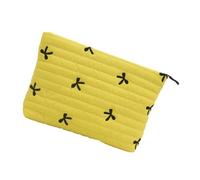 Trousse de maquillage élégante avec nœud multifonctionnel pour un rangement propre et soigné, jaune