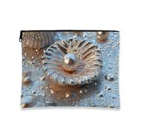 Trousse de maquillage élégante avec perles - Pochette de voyage pour femme - Petite pochette portable en toile avec fermeture éclair - Cadeau inspiré de l'océan - Trousse de toilette pour les soins de