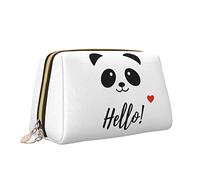 Trousse de Maquillage élégante en Cuir de Voyage pour Femme, Blanc Hello Panda Love Heart, Trousse de Maquillage étanche, Trousse de Toilette, Pochette de Rangement avec Fermeture éclair pour Femmes,