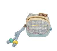 Trousse de maquillage élégante en forme de coquillage en coton brodé avec fermeture éclair pour voyage et utilisation quotidienne, bleu