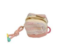 Trousse de maquillage élégante en forme de coquillage en coton brodé avec fermeture éclair pour voyage et utilisation quotidienne, a