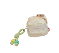 Trousse de maquillage élégante en forme de coquillage en coton brodé avec fermeture éclair pour voyage et utilisation quotidienne, Lait blanc