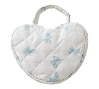 Trousse de maquillage élégante en forme de cœur avec fermeture éclair - En coton - Organiseur de voyage, Blanc et bleu