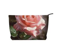 Trousse de maquillage élégante en velours côtelé imprimé hexagones et diamants bleus pour les voyages et un usage quotidien, pochette élégante pour femme, Belle peinture rose, Taille unique, Trousse