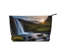 Trousse de maquillage élégante en velours côtelé imprimé hexagones et diamants bleus pour les voyages et un usage quotidien, pochette élégante pour femme, Belle Islande, Taille unique, Trousse de