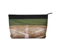 Trousse de maquillage élégante en velours côtelé imprimé hexagones et diamants bleus pour les voyages et un usage quotidien, pochette élégante pour femme, Terrain de baseball, Taille unique, Trousse