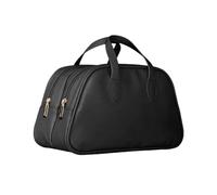 Trousse de maquillage élégante et en polyuréthane pour femme - Organiseur de voyage avec double couche pour un usage quotidien - Trousse de maquillage multifonction, Noir , Beauté de masse