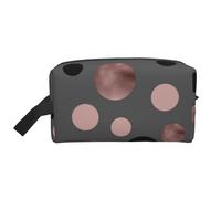Trousse de Maquillage élégante et Pratique avec de Faux Cercles Roses et Noirs, Grande capacité, idéale pour Le Voyage et Le Maquillage.