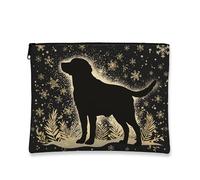 Trousse de Maquillage élégante pour Chien, Pochette de Voyage cosmétique Silhouette Noire et dorée pour Femmes, Petit Organisateur Portable en Toile avec Fermeture éclair, Trousse de Toilette de vaca