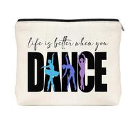 Trousse de maquillage élégante pour danseuse - Cadeau inspirant pour femme et adolescente - Pour les amateurs de danse, les enseignants de danse - La vie est meilleure lorsque vous dansez - Pochette à
