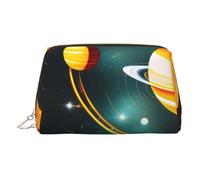 Trousse de maquillage élégante pour femme avec imprimé Jupiter Saturne et système solaire, doré, Taille unique, Classique