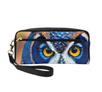 Trousse de maquillage élégante pour femme et fille Motif hibou bleu