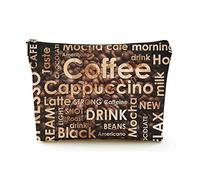 Trousse de Maquillage élégante pour Femmes, Sacs à cosmétiques de Voyage en Lin, Sac Organisateur de Maquillage Durable, Divers menus de café, pour Femmes/Hommes