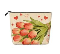 Trousse de maquillage élégante rose transparente avec motif cœur pour femme, pour un usage quotidien, les voyages et les voyages d'affaires, Bouquet de fleurs, Taille unique