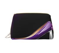 Trousse de maquillage élégante violette avec rouge à lèvres - En cuir synthétique - Avec poche zippée - Organiseur compact pour voyage/sac à main, blanc, Taille unique