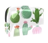 Trousse de maquillage en alpaga lama blanc cactus vert pour sac à main, sac de voyage portable pour articles de toilette, trousse de beauté pour femme, Multicolore 02, 18.5x7.5x13cm/7.3x3x5.1in,