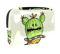Trousse de maquillage en alpaga lama blanc cactus vert pour sac à main, sac de voyage portable pour articles de toilette, trousse de beauté pour femme, Multicolore 09, 18.5x7.5x13cm/7.3x3x5.1in,