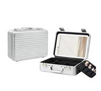 Trousse De Maquillage en Aluminium，Source Lumineuse Tricolore，Trousse Maquillage Femme Mallette Rangement Makeup Case Professionnel Organisateur Maquillage avec Miroir