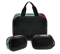 Trousse de maquillage en bois avec panneau de bienvenue pour homme et femme - Trousse de toilette translucide - 3 pièces, couleur, XL, Trousse de maquillage