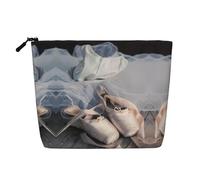 Trousse de maquillage en chanvre artificiel en forme de chaussure de ballet, organiseur de toilette - Un lot pour plusieurs utilisations quotidiennes, compagnon de voyage d'affaires, noir, taille