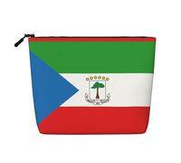 Trousse de maquillage en chanvre avec drapeau de la Guinée équatoriale, mignonne et légère pour femme, 100 % polyester, imperméable, grande capacité, parfaite pour les voyages et un usage quotidien