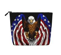 Trousse de maquillage en chanvre avec drapeau des États-Unis - Grande capacité - Organisateur de voyage pour voyage d'affaires et usage quotidien