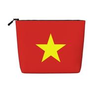 Trousse de maquillage en chanvre avec drapeau vietnamien, mignonne et légère pour femme, 100 % polyester, imperméable, grande capacité, parfaite pour les voyages et un usage quotidien