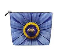 Trousse de maquillage en chanvre avec fleur, cœur, abeille, mignon, léger, pour femme, 100 % polyester, imperméable, grande capacité, parfaite pour les voyages et un usage quotidien