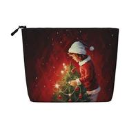 Trousse de maquillage en chanvre avec impression de musique colorée - Trousse de toilette de voyage pour femme, rangement quotidien, voyages d'affaires, et plus encore, Christmas Magic, Taille unique