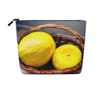 Trousse de maquillage en chanvre avec impression de roses rouges - Trousse de toilette de voyage pour femme, rangement quotidien, voyages d'affaires, et plus encore, Un panier citron, Taille unique