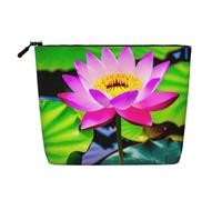 Trousse de maquillage en chanvre avec impression de roses rouges - Trousse de toilette de voyage pour femme, rangement quotidien, voyages d'affaires, et plus encore, Fleurs de lotus, Taille unique