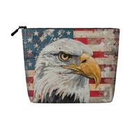 Trousse de maquillage en chanvre avec impression galaxie rouge et bleue - Trousse de toilette de voyage pour femme, rangement quotidien, voyages d'affaires, et plus encore, Aigle patriotique., Taille