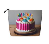 Trousse de maquillage en chanvre avec impression gâteau d'anniversaire unique pour un usage quotidien et voyage