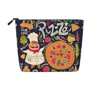 Trousse de maquillage en chanvre avec impression pizza de chef - Trousse de toilette de voyage étanche pour femme
