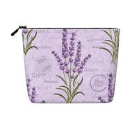 Trousse de maquillage en chanvre avec impression timbre lavande - Trousse de toilette de voyage étanche pour femme