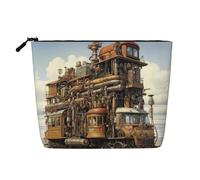 Trousse de maquillage en chanvre avec imprimé coq sur bois dans les terres agricoles, trousse de toilette de voyage pour femme, rangement quotidien, voyages d'affaires, et plus encore, Transport