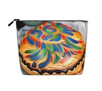 Trousse de maquillage en chanvre avec imprimé coq sur bois dans les terres agricoles, trousse de toilette de voyage pour femme, rangement quotidien, voyages d'affaires, et plus encore, Pain peint