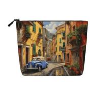 Trousse de maquillage en chanvre avec imprimé coq sur bois dans les terres agricoles, trousse de toilette de voyage pour femme, rangement quotidien, voyages d'affaires, et plus encore, Italian Street3