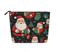 Trousse de maquillage en chanvre avec imprimé coq sur bois dans les terres agricoles, trousse de toilette de voyage pour femme, rangement quotidien, voyages d'affaires, et plus encore, Merry Christmas