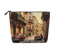 Trousse de maquillage en chanvre avec imprimé coq sur bois dans les terres agricoles, trousse de toilette de voyage pour femme, rangement quotidien, voyages d'affaires, et plus encore, Italian Street1