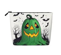 Trousse de maquillage en chanvre avec imprimé crâne de taureau Runner - Trousse de toilette de voyage pour femme, rangement quotidien, voyages d'affaires, et plus encore, Green Ghost Horror Halloween