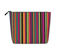 Trousse de maquillage en chanvre avec imprimé crâne de taureau Runner - Trousse de toilette de voyage pour femme, rangement quotidien, voyages d'affaires, et plus encore, Rayures de couleur