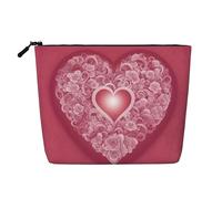Trousse de maquillage en chanvre avec imprimé fruits d'orange frais - Trousse de toilette de voyage pour femme, rangement quotidien, voyages d'affaires, et plus encore, Cœur romantique., Taille unique
